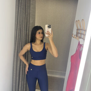 Conjunto Fitness Flor Bela Azul Royal – Alta Performance e Estilo